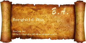 Berghold Aba névjegykártya